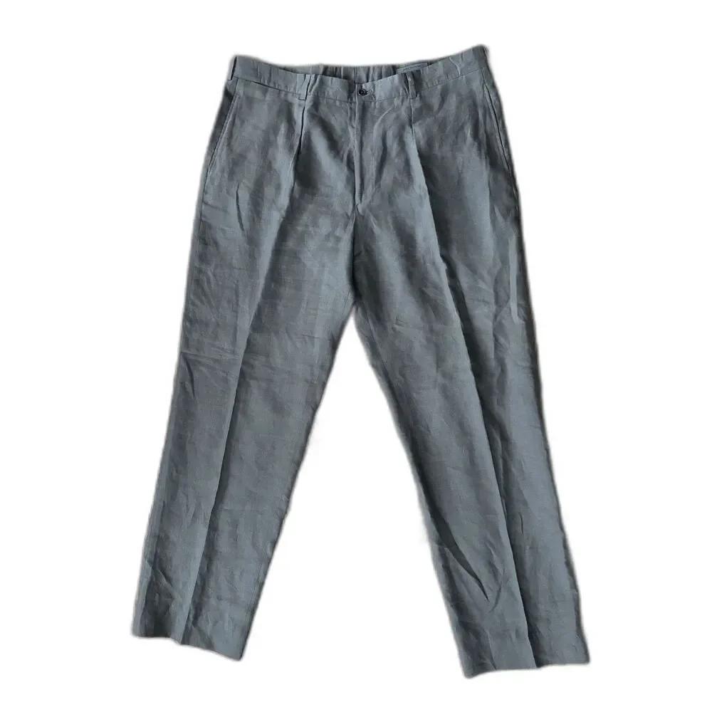 John Varvatos Gray 100% Linen Made in Italy Pants Trousers   Mens Size 58  US 38